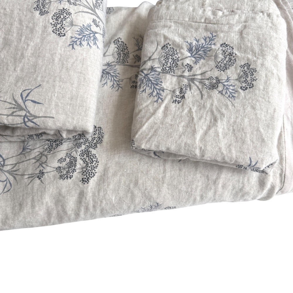 Ballard designs Ansen Botanical Duvet Cover and shams king size linen